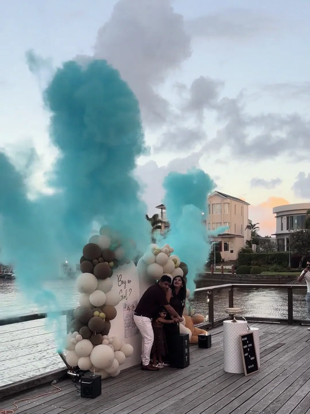 Blue colour burst during the Cove wharf reveal